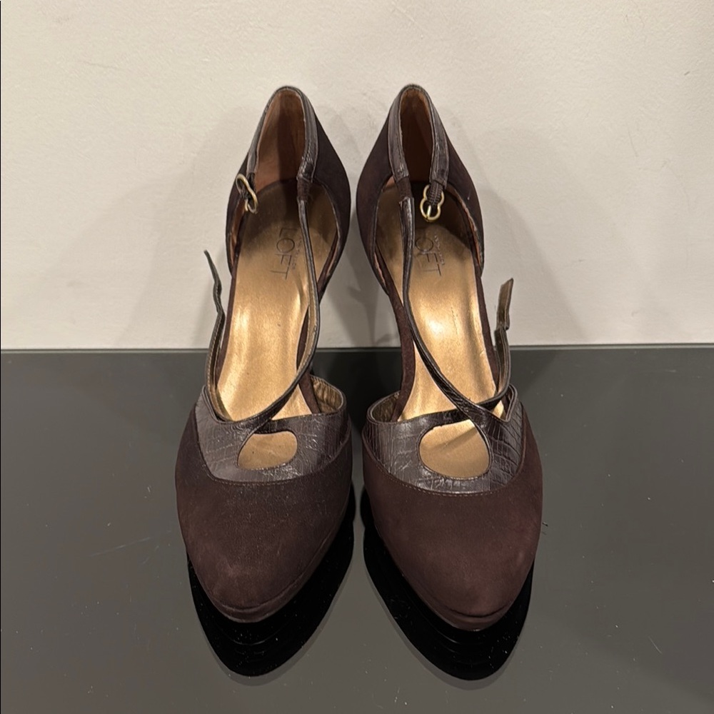 LOFT Brown Heels Elegant Suede Design